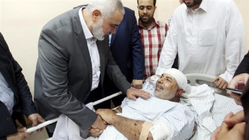 Ismail Haniyeh visits Tawfiq Abu Naim director general of Hamas internal security forces