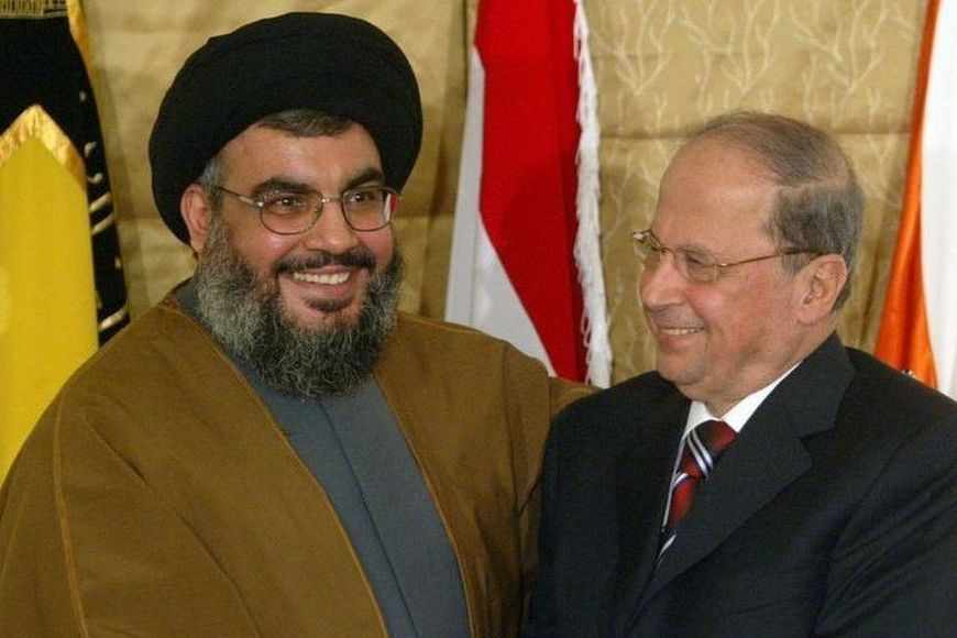 Sayyed Hassan Nasrallah and general Michel Aoun 2