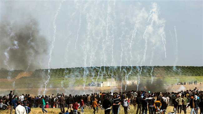 Gaza March5 tear gas